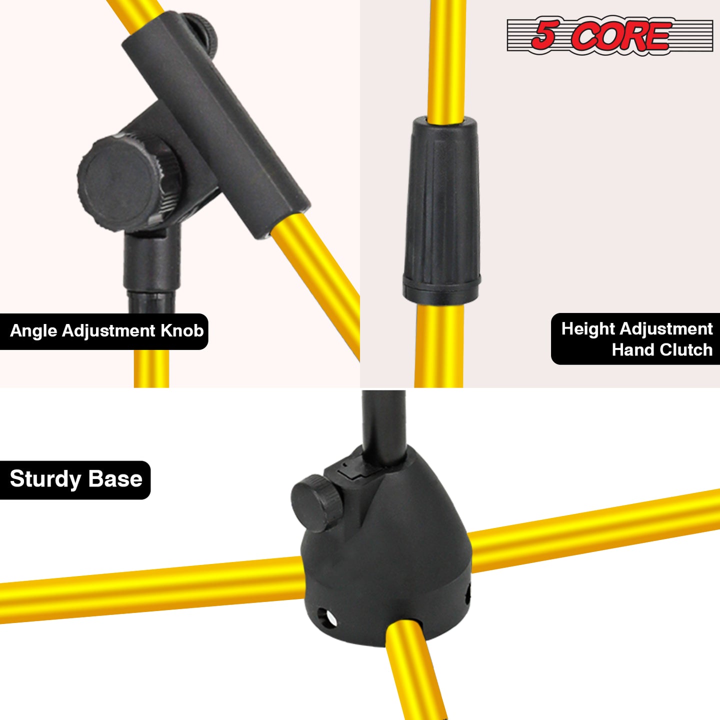 Side view of 5Core microphone tripod stand with boom arm holder