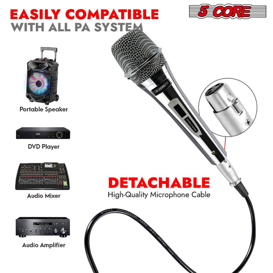 5Core singing microphone with cardioid pickup pattern