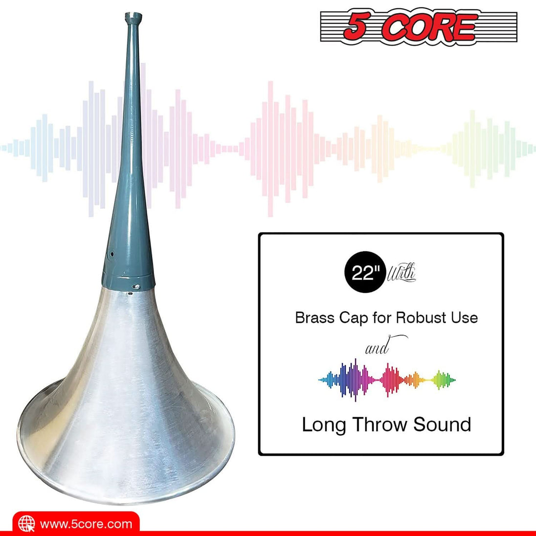 5Core 22 inch trumpet throat PA horn speaker with 600W PMPO compression driver loud audio system
