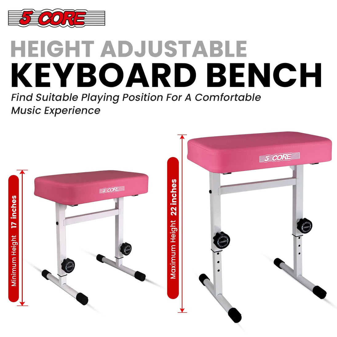 Adjustable keyboard bench with customizable height settings for optimal playing posture and comfort