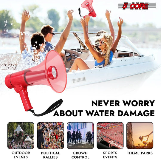 Compact loudspeaker featuring an Off/On switch, siren function, and lightweight build for all users.