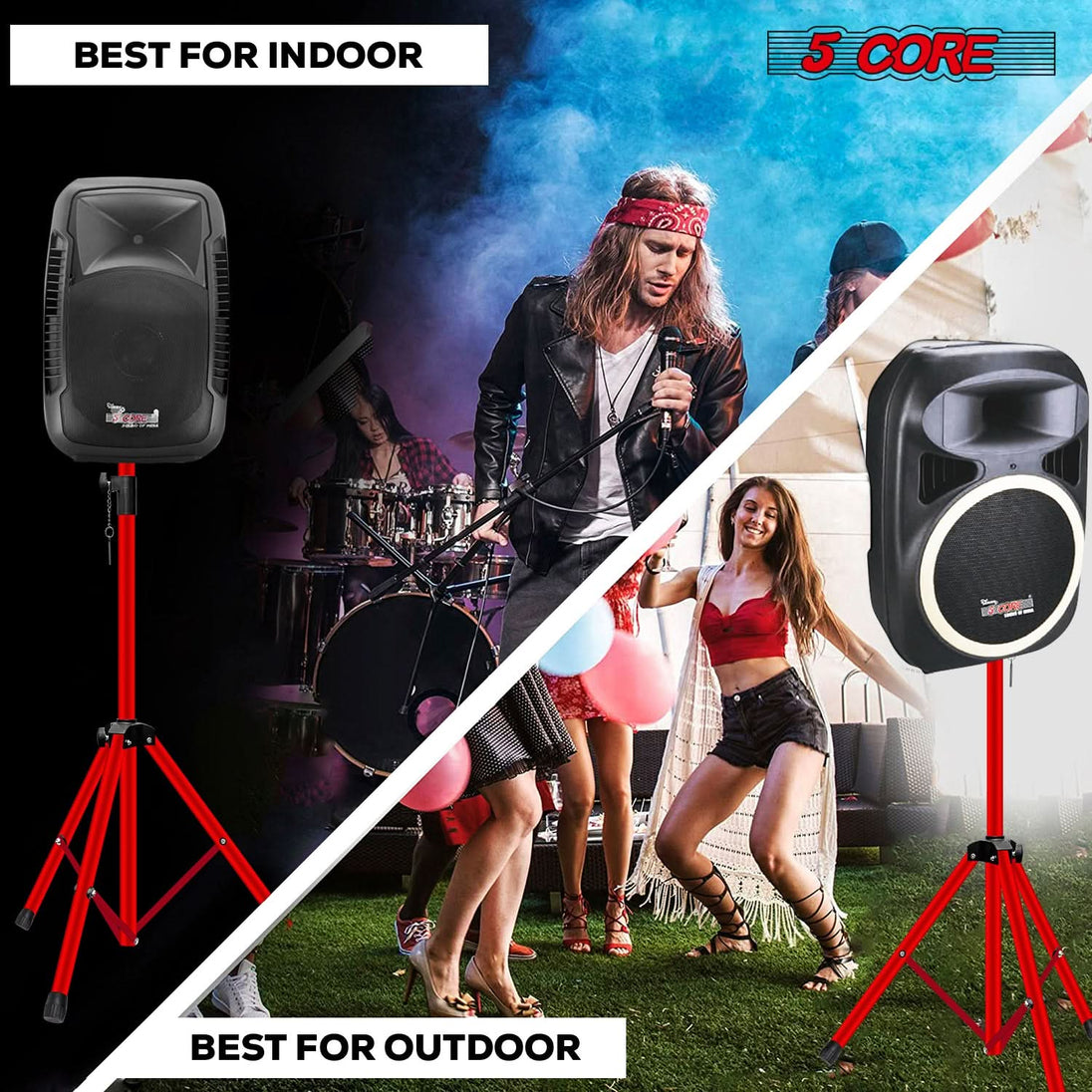 Red tripod speaker stand by 5Core for professional audio setups