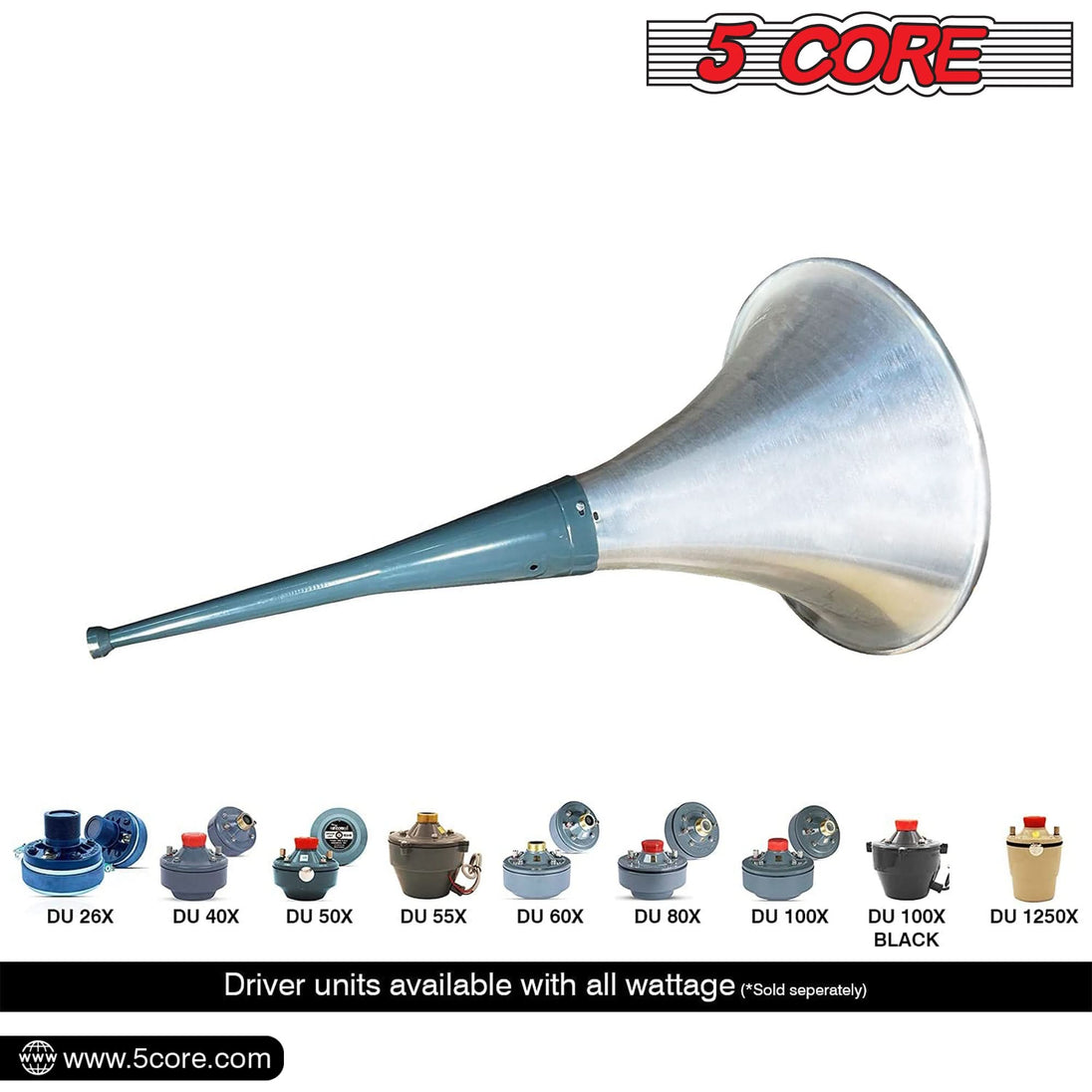 Durable compression driver horn for loud, clear audio projection