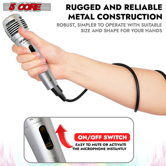 5Core dynamic XLR microphone handheld mic for karaoke and studio recordings