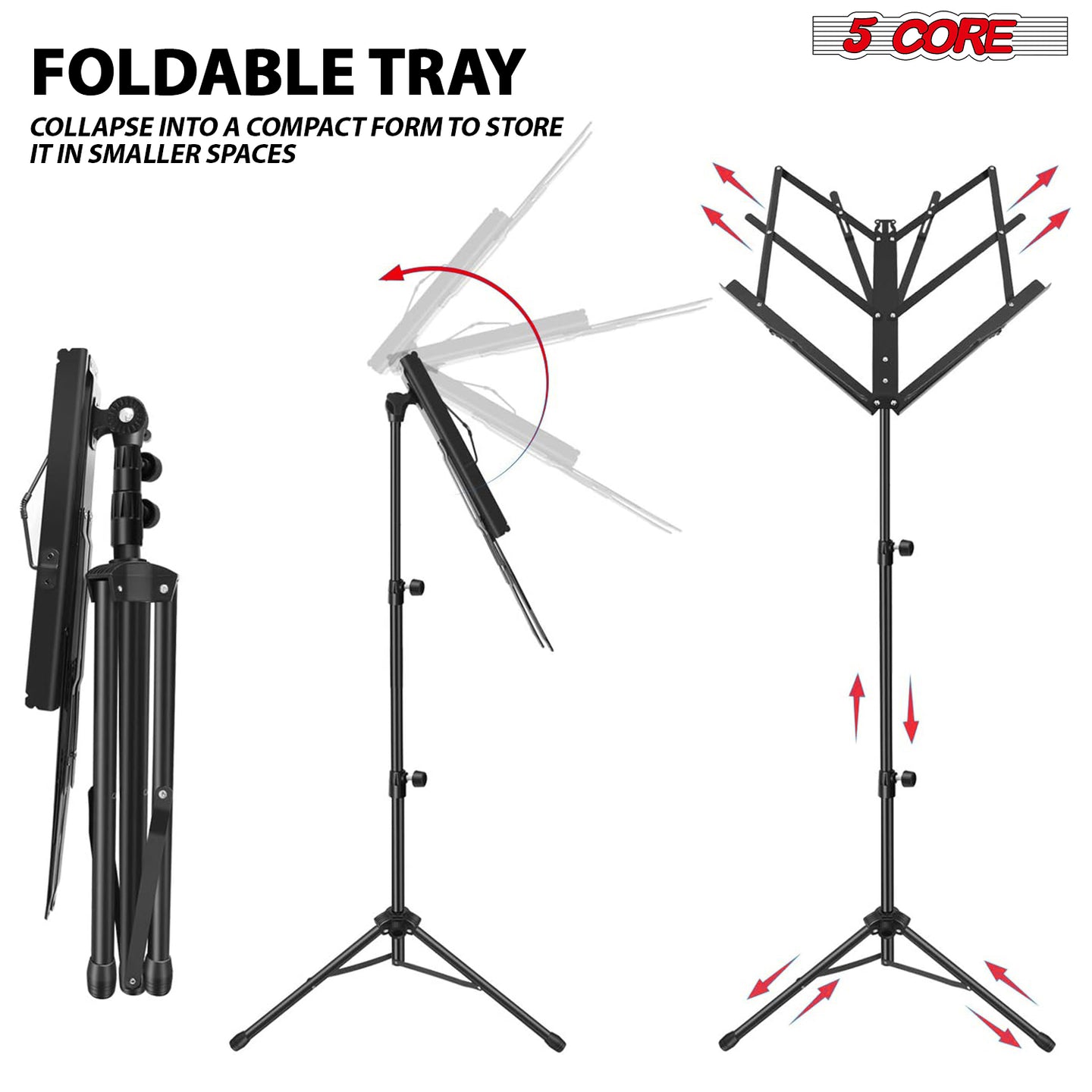 Durable black music note holder with tripod base for stability