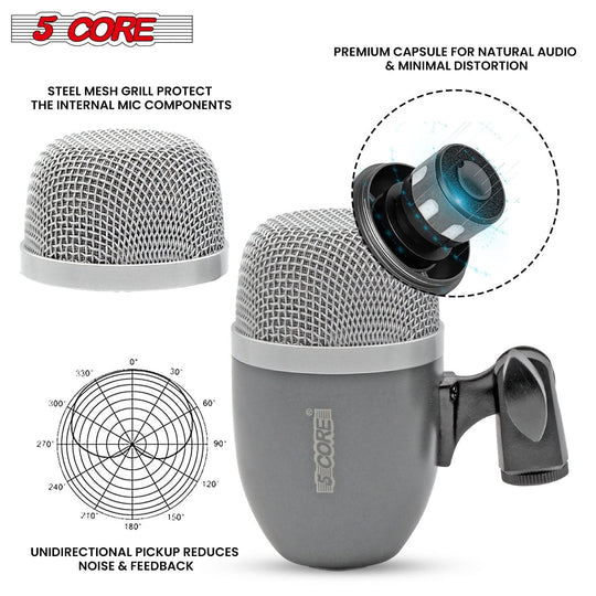 5Core grey condenser mic for drum kit, ideal for conga, snare, and tom