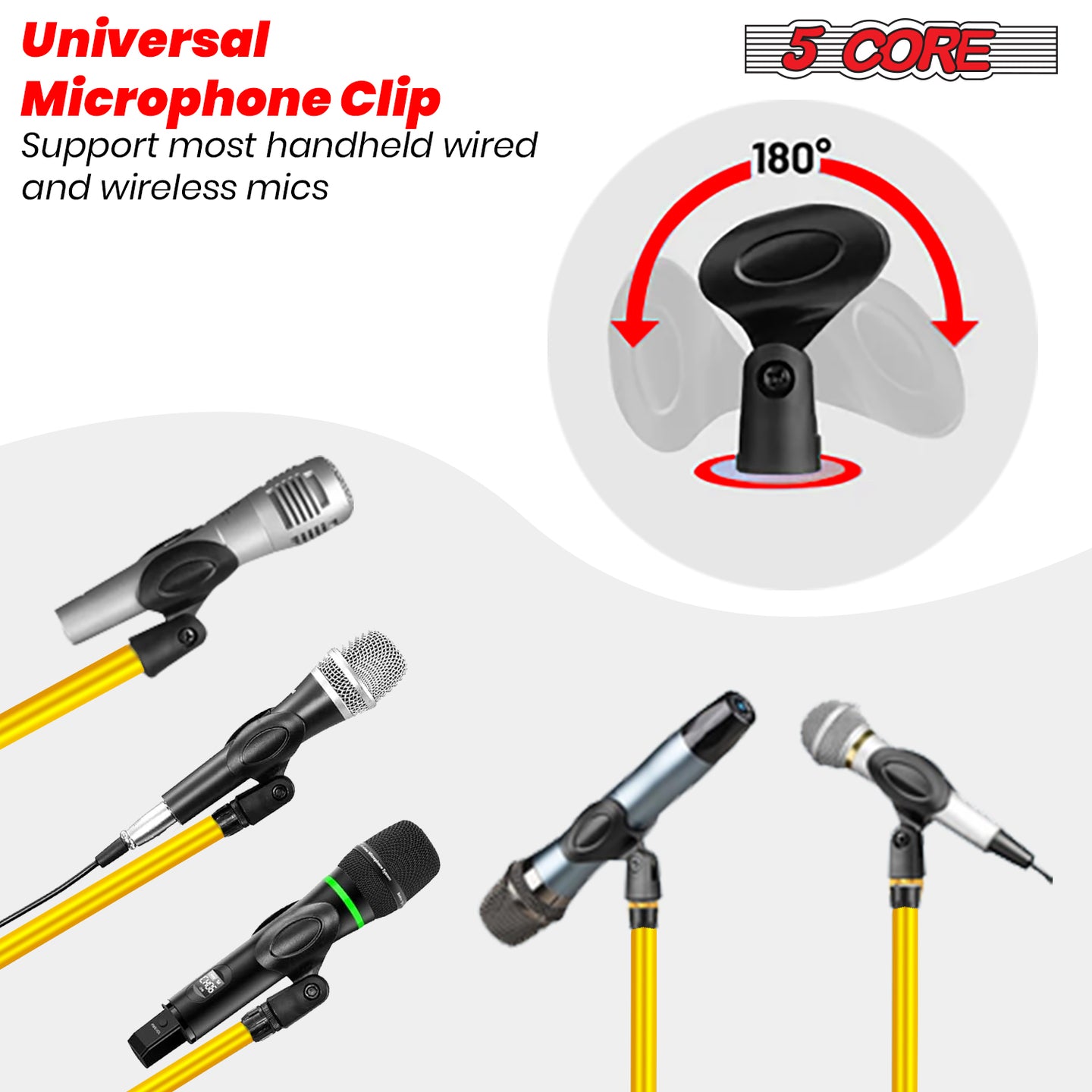 Durable 5Core floor mic stand with extendable arm for instruments and vocals
