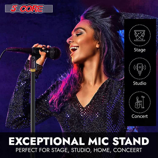 5Core universal microphone mount stand with round base for secure placement