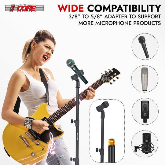 5Core universal microphone stand with adjustable height and sturdy round base for floor use