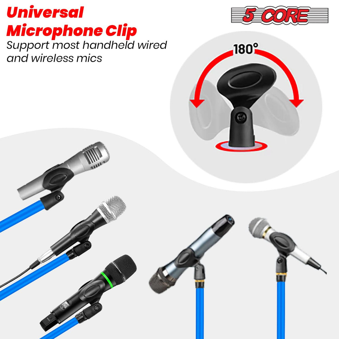 5Core boom arm mic tripod with solid construction and adjustable height