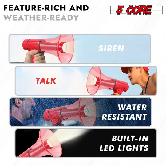Portable megaphone powered by long-lasting batteries, ideal for public speaking, sports, and safety drills.