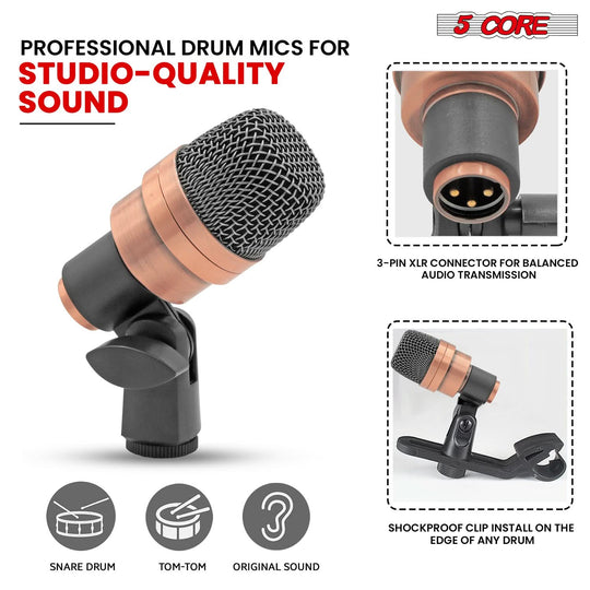 Professional COPPEREX drum mic kit 7-piece set for studio or live