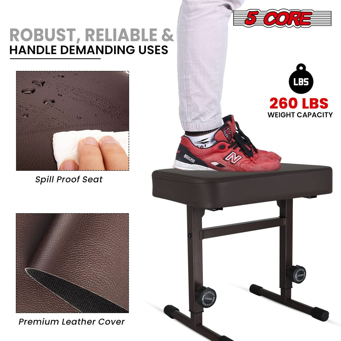 Heavy-duty keyboard chair with robust construction, ensuring durability and stability for professional musicians and extended use.