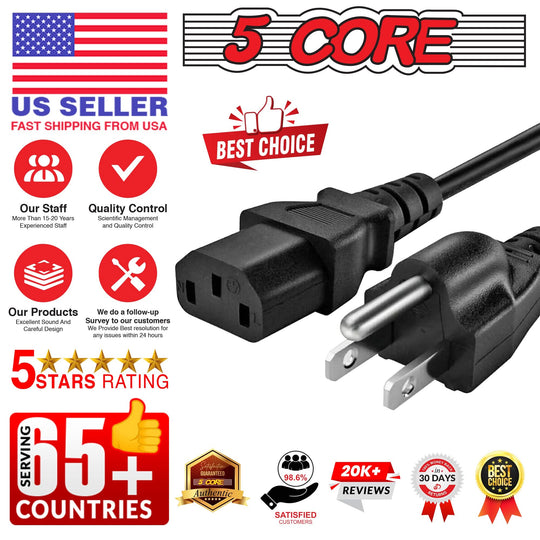 Durable 2 prong male to female power cable for household electronics