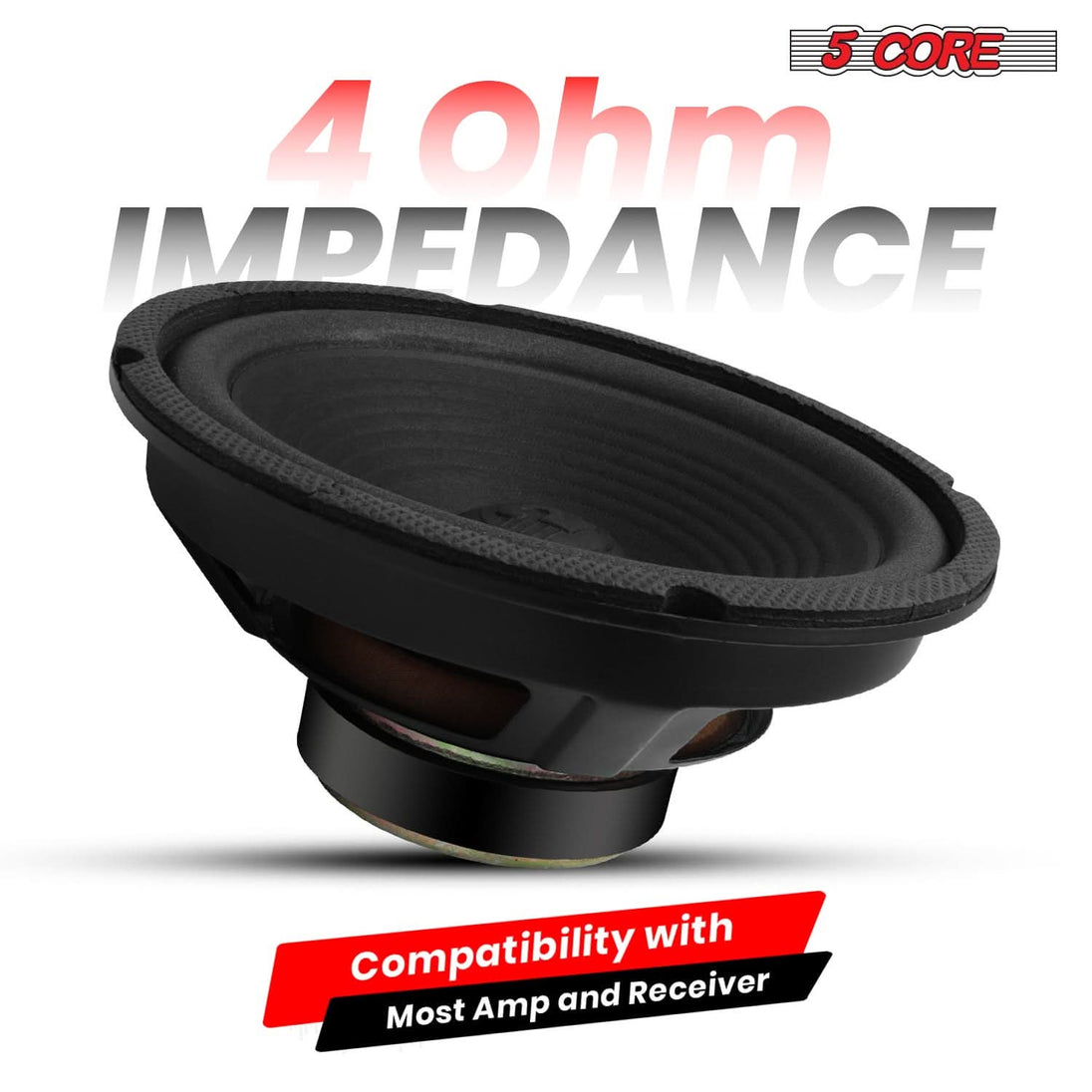 5Core replacement subwoofer for car audio systems with powerful low-frequency output