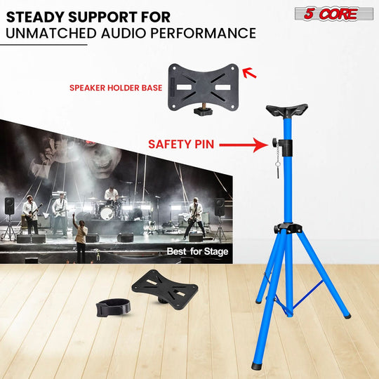 Compact audio monitor stands by 5Core in sky blue finish