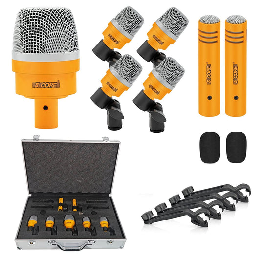 5Core Drum Mic Kit 7 Pcs Kick Bass Tom Snare Dynamic Microphone Instrument Mics Set Yellow