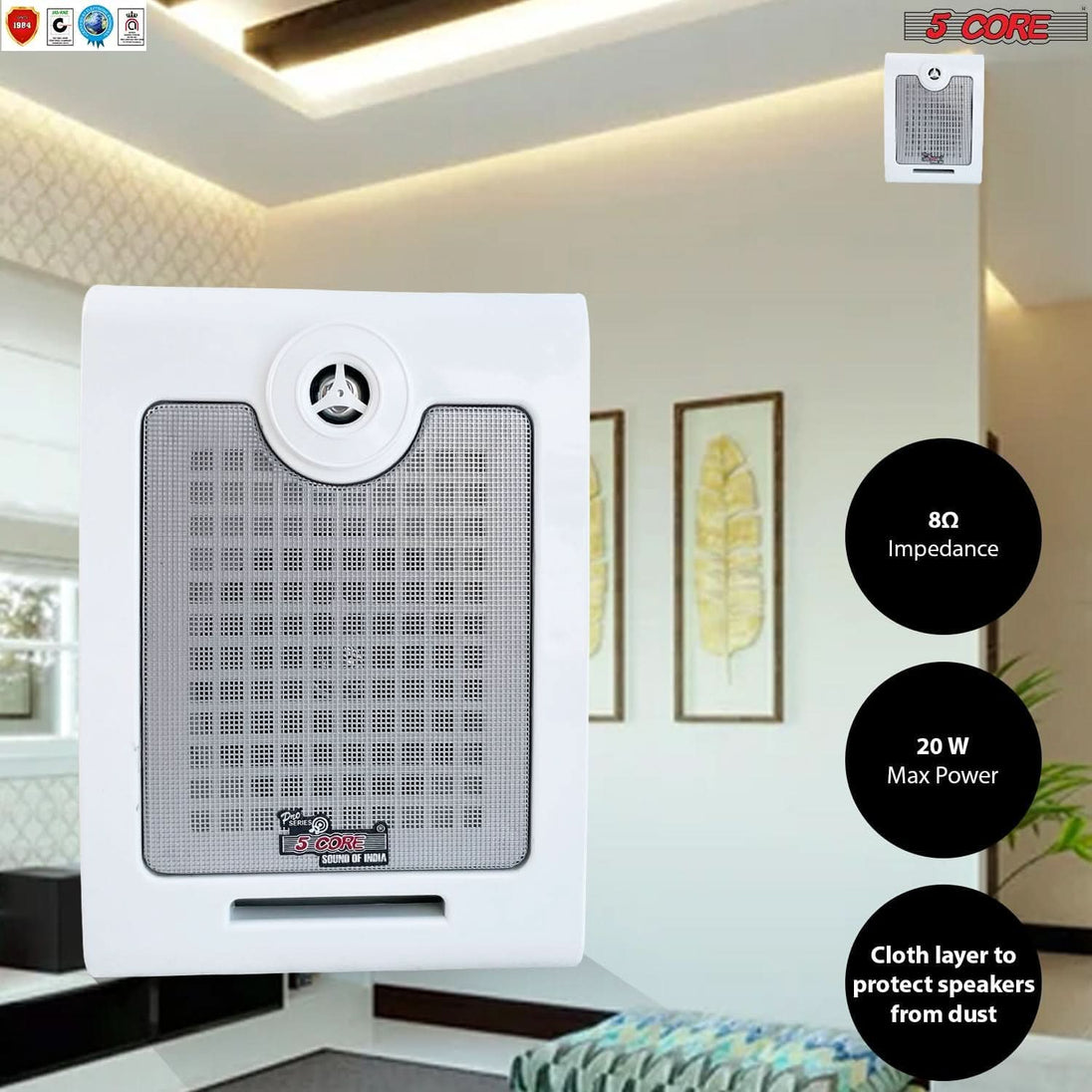 5Core high performance outdoor wall speakers, 50W RMS ceiling mount speaker 4Ohms