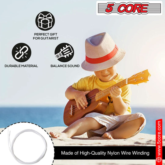 5Core durable nylon ukulele strings with consistent tone and excellent sound quality