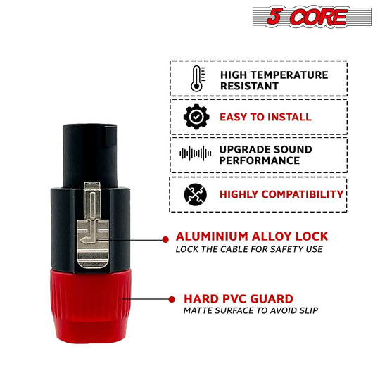 5 Core speakon male pin connectors for speaker and amp setups
