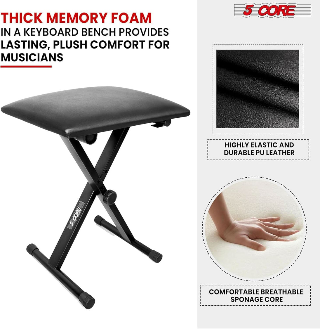 Adjustable Single X Style Keyboard Stand and Piano Bench