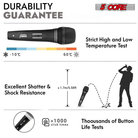 Clear and powerful audio with 5Core’s dynamic XLR microphone