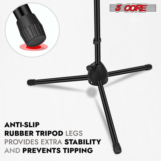 5Core adjustable floor mic stand with boom arm for optimal microphone positioning