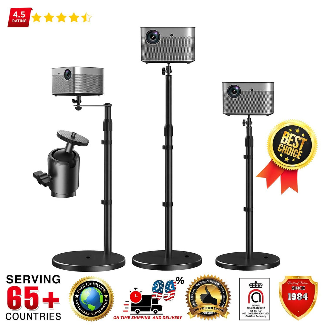 Versatile 5Core projector stand with easy tilt and swivel function