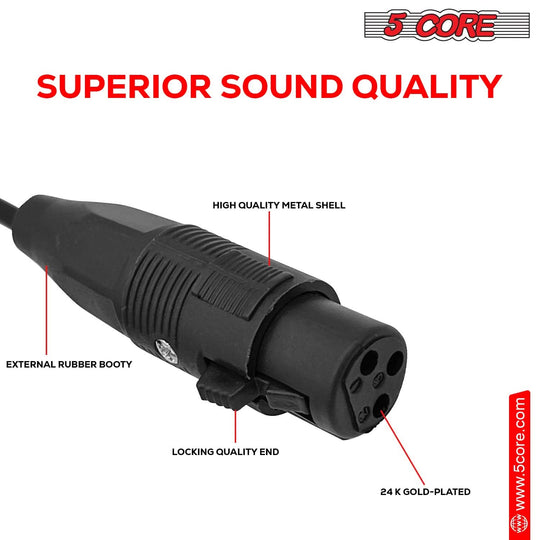 10-pack of durable 5Core XLR to 6.35mm audio cords
