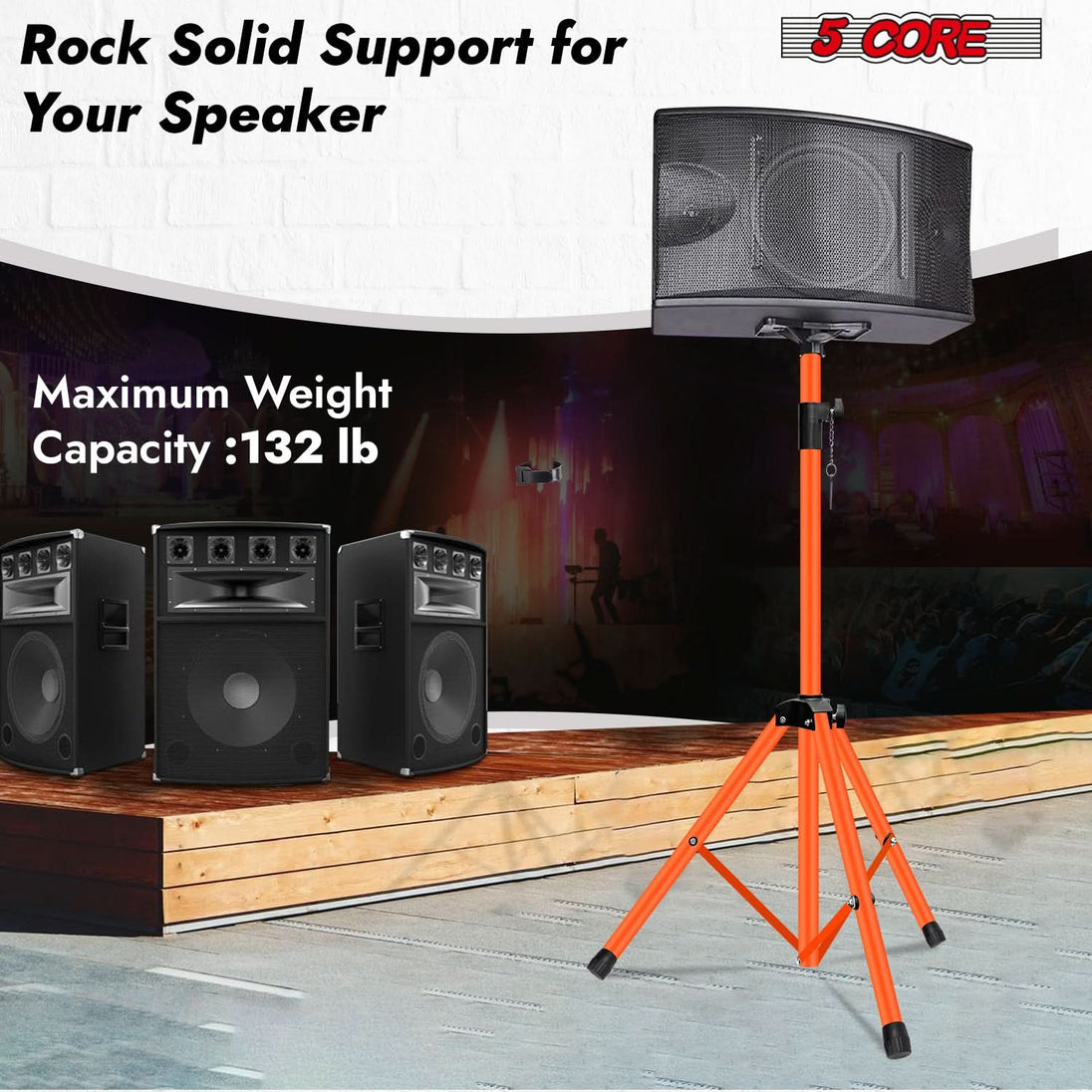 Versatile 5 Core speaker tripod pair perfect for home or stage setups