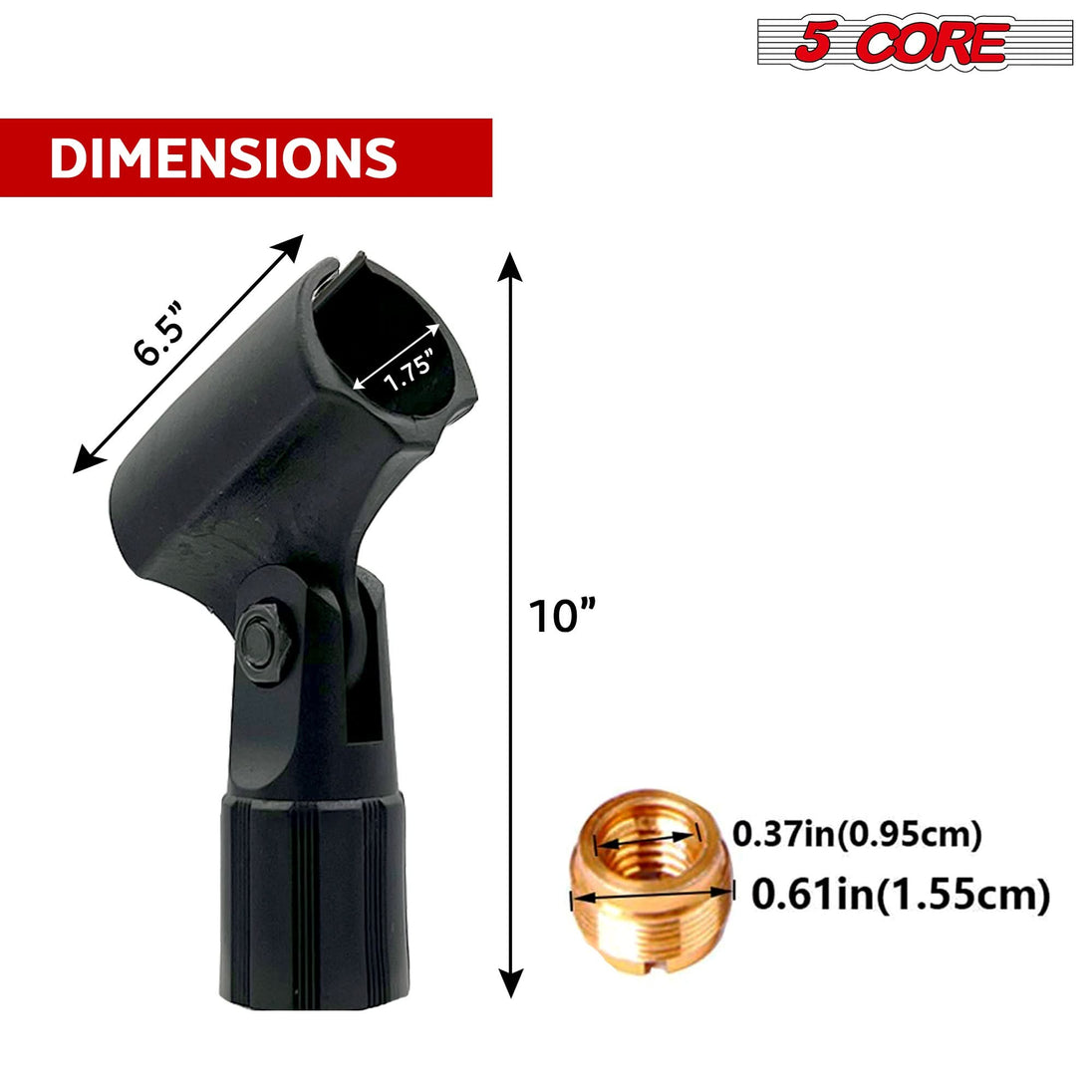 5Core 4-piece microphone clip holder pack with screw adapters for stable microphone use