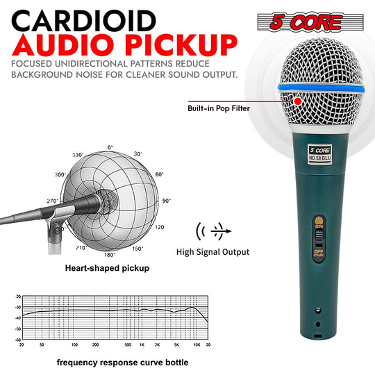 5Core XLR karaoke microphone, dynamic mic for studio singing and performances