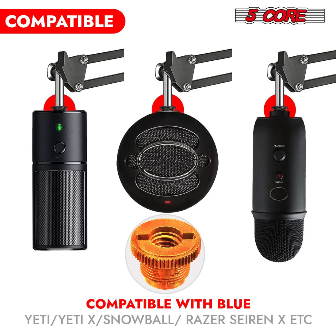 5Core 5/8 male to 3/8 female screw thread conversion connector for microphone stands