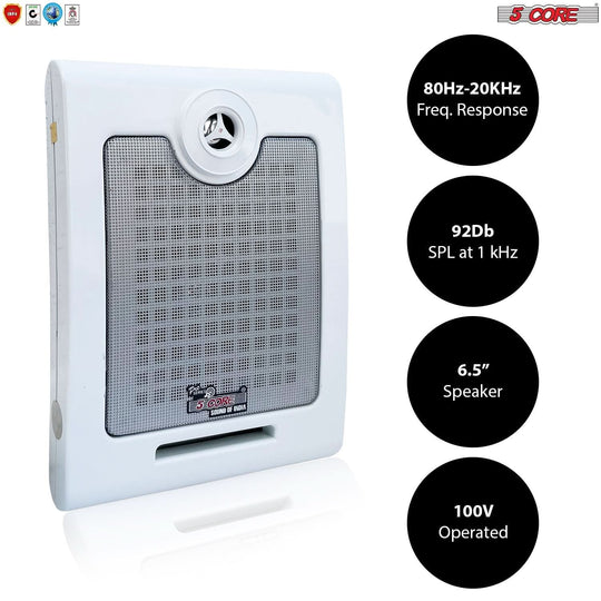 5Core 50W RMS outdoor wall speakers, high performance ceiling mount speaker 4Ohms