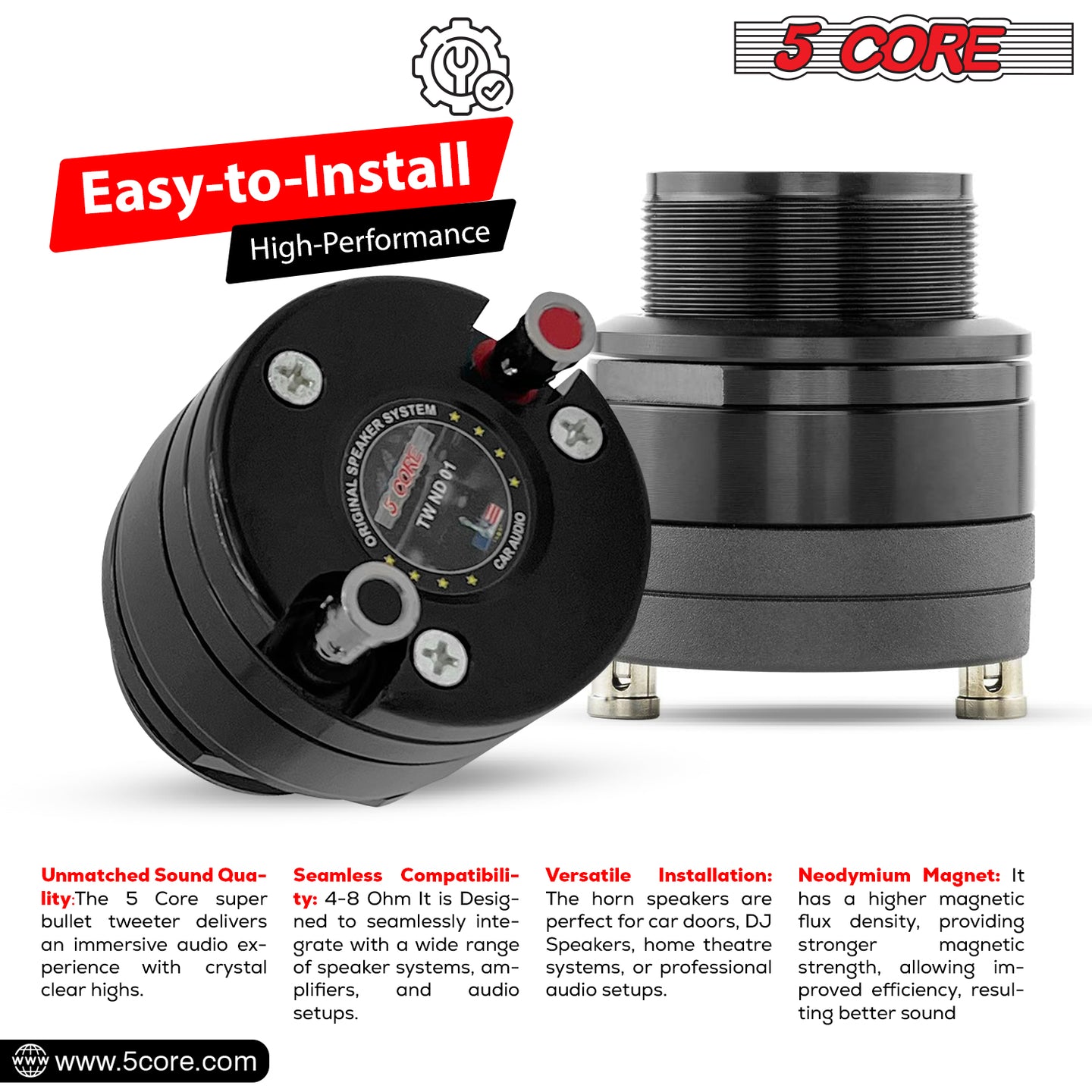 High-performance tweeter with precise dimensions, ensuring easy installation and superior sound.