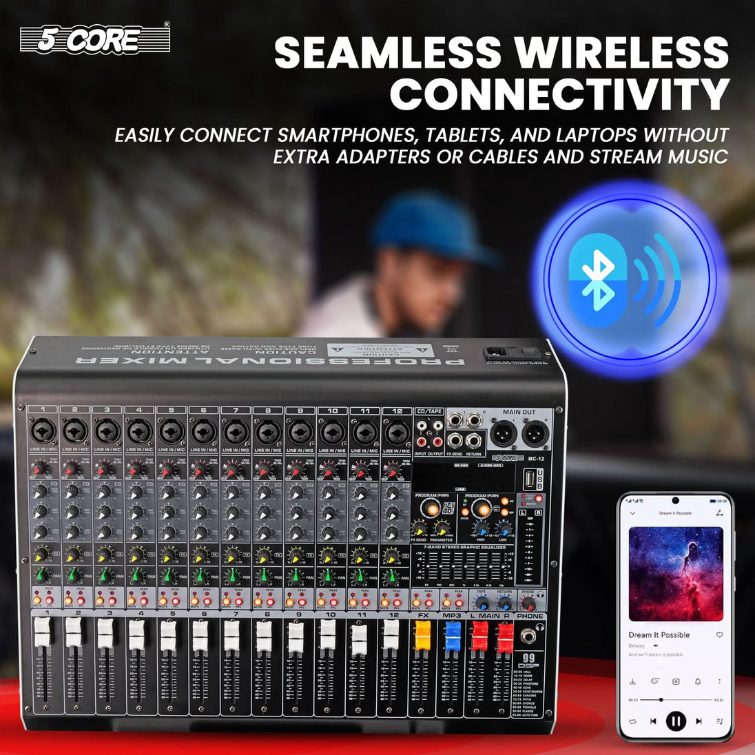 Professional mixer board with built-in USB interface