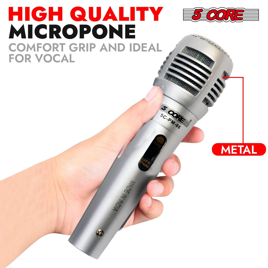 5Core karaoke dynamic XLR microphone handheld mic for studio and live performances