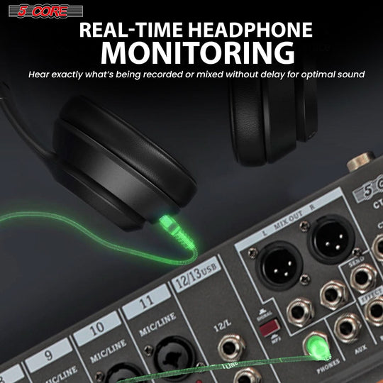 5Core 24 channel audio mixer, DJ mixing board with Bluetooth and USB, analog for professional DJs