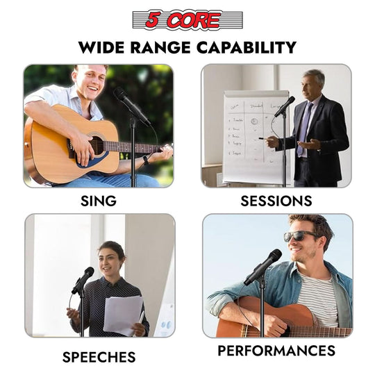 5Core mic stand with adjustable height, heavy duty floor pedestal for stage and singing studio
