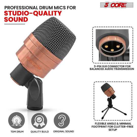 High-quality copper XP 5Core condenser XLR mic for snare and tom drums