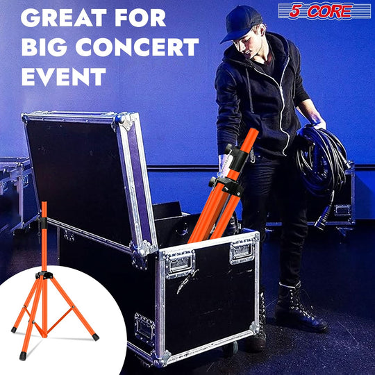 5Core studio speaker mounts with orange tripod base and height control