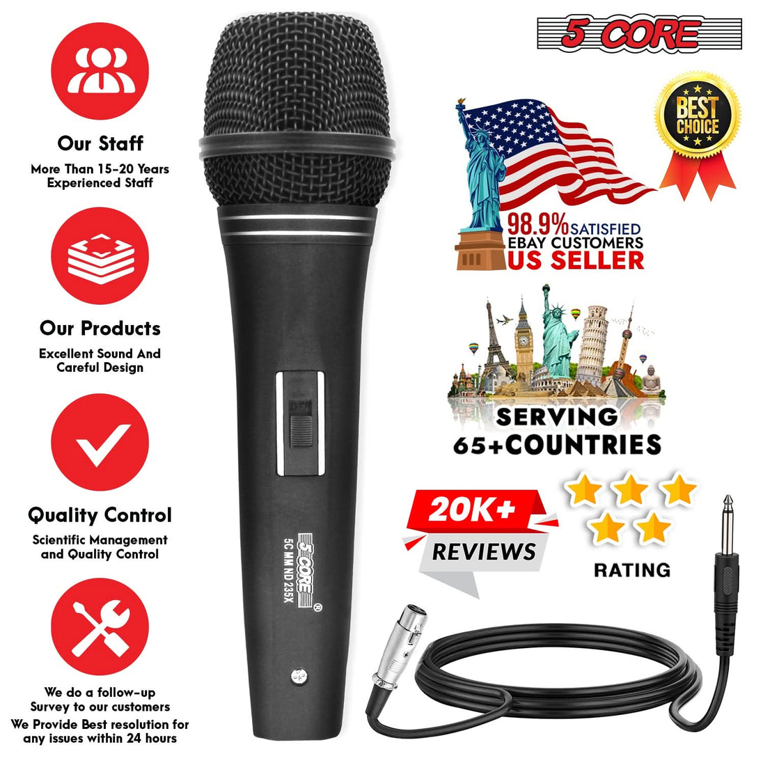 High-sensitivity handheld mic with smooth frequency response