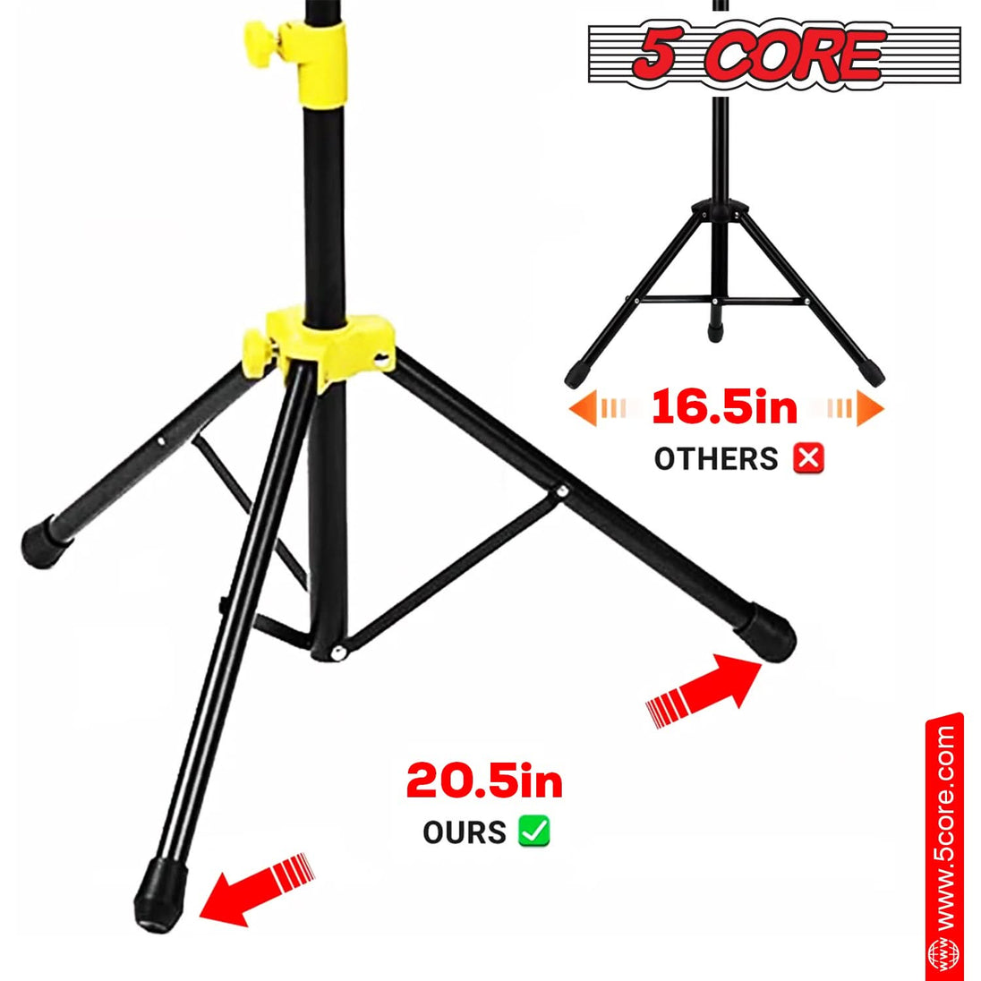 Sheet music holder by 5Core yellow folding and adjustable tripod