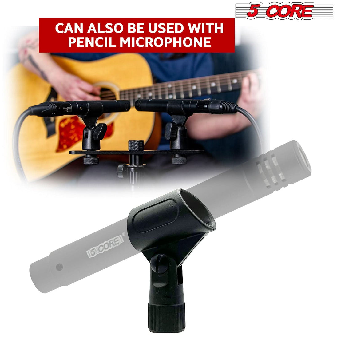 5Core microphone clip holder 6 pack with screw adapters for versatile microphone use