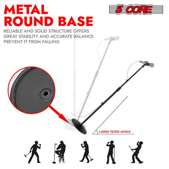 5Core height adjustable microphone mount stand for home and studio use