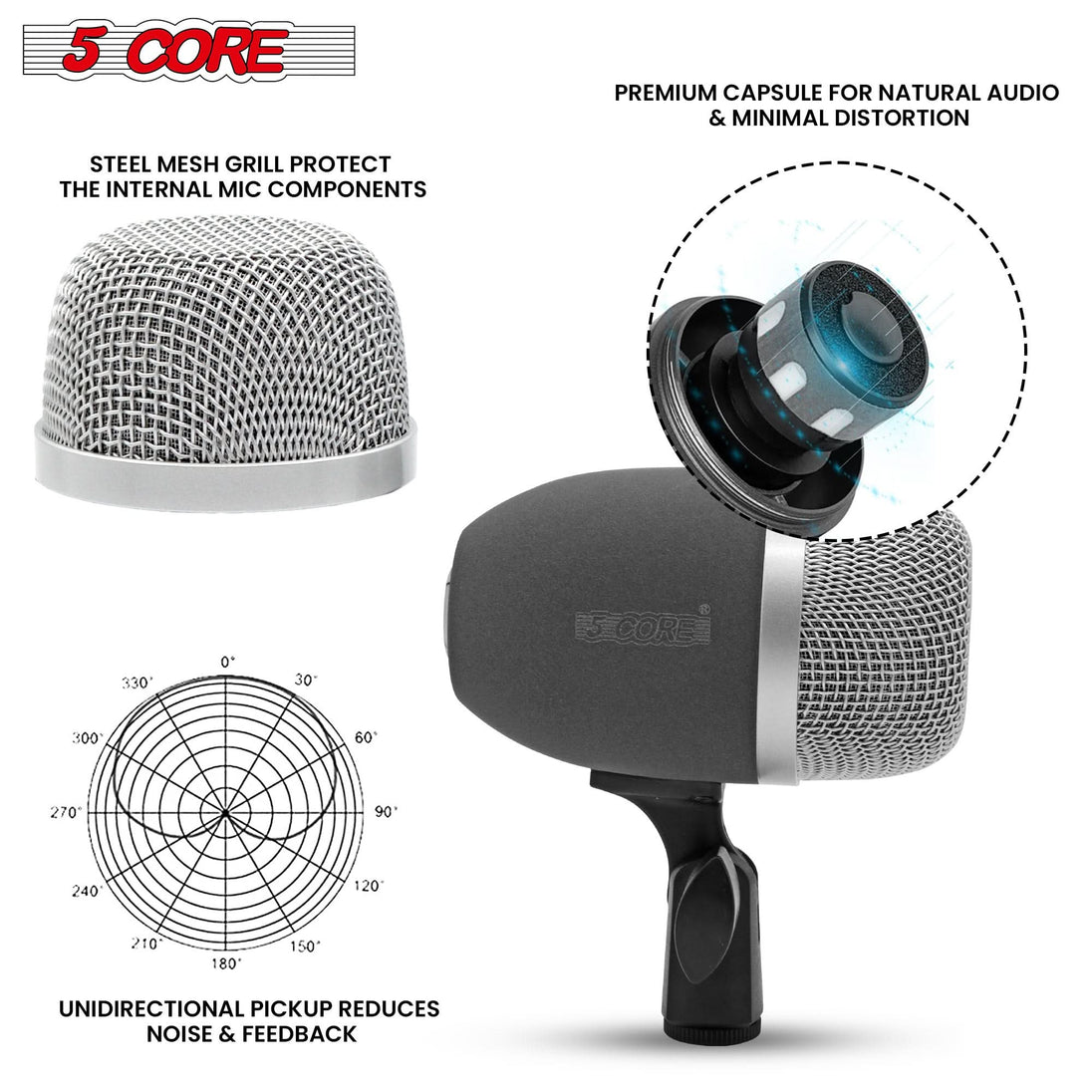 Highlighted benefits of the XLR snare microphone