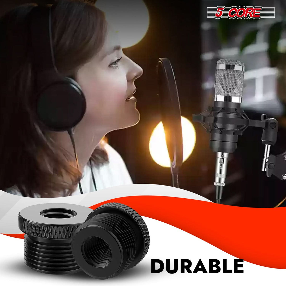 5 Core pack of 12 mic stand screw thread adapters for versatile use