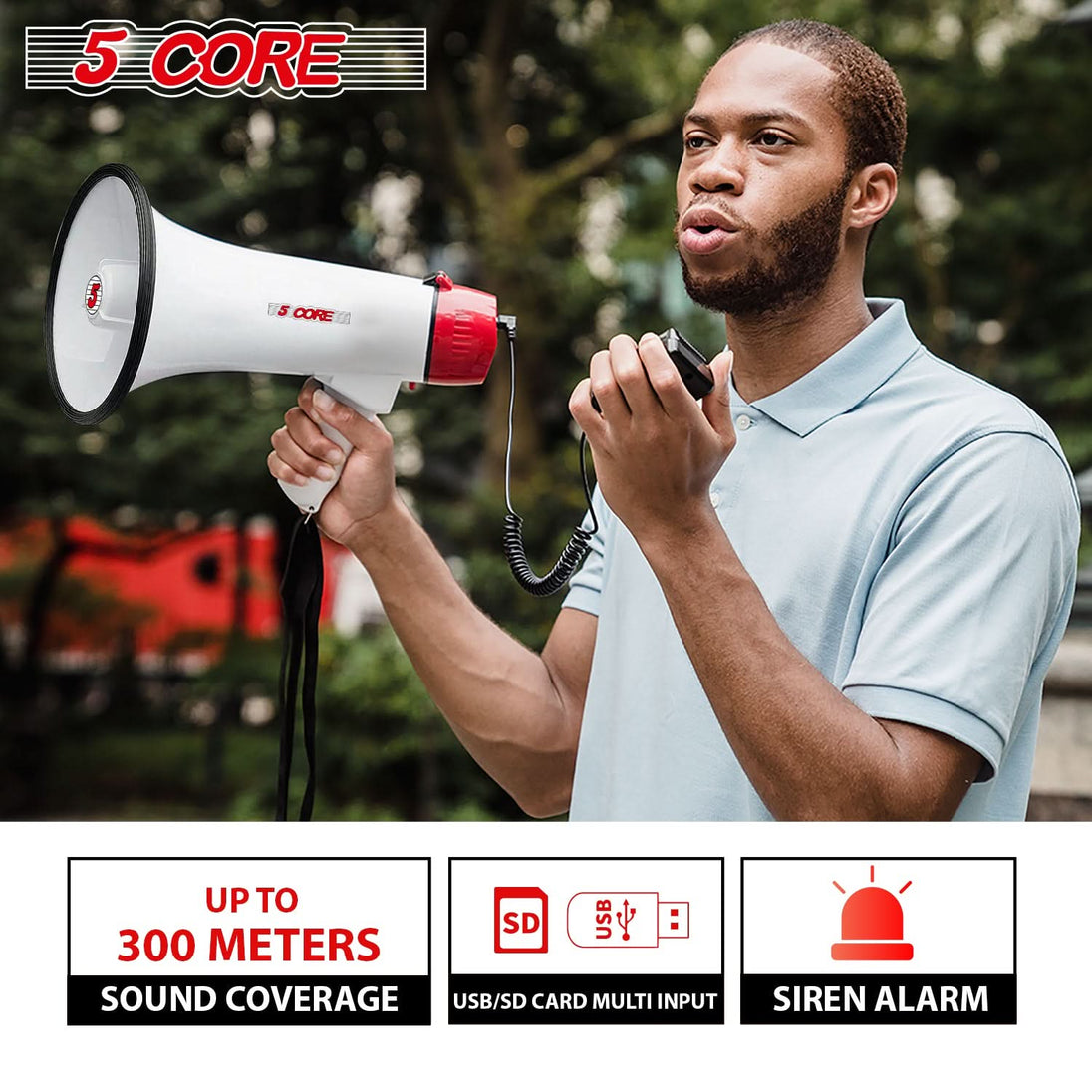 Multi-purpose bullhorn megaphone  long-range projection for various outdoor and event needs.