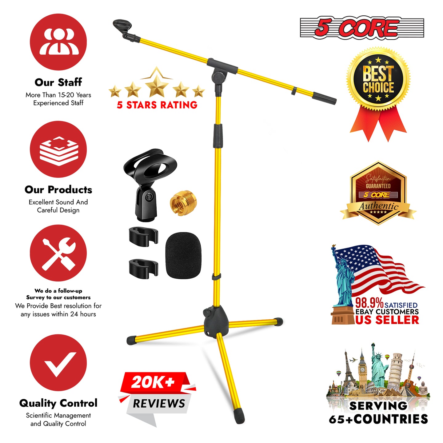 Portable 5Core mic tripod stand ideal for stage shows and podcasting