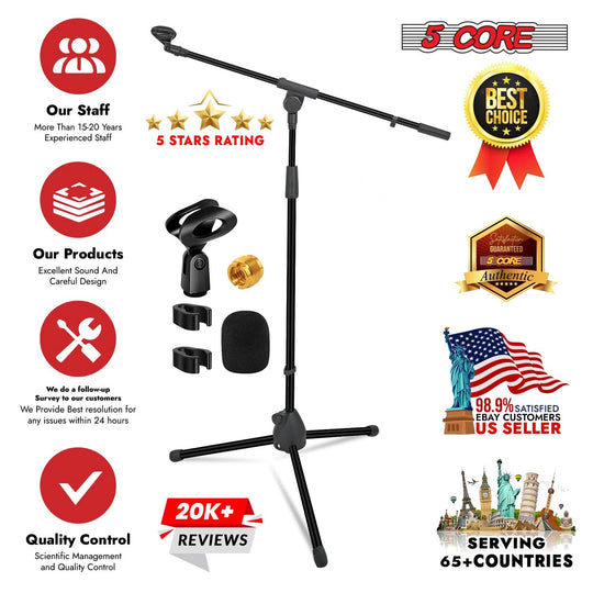 5Core high-quality tripod mic stand with boom arm and adjustable holder for concerts
